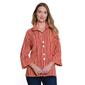 Plus Size Ali Miles 3/4 Sleeve Squiggly Lines Button Front Blouse - image 1