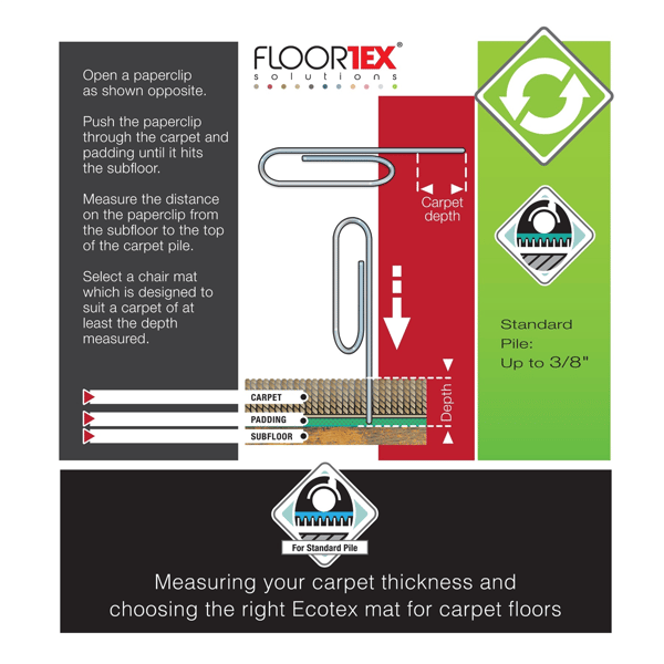 Floortex® Cleartex® Polymer Chair Mat for Carpets up to 3/8in.