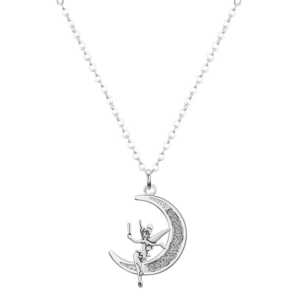 Shine Disney Crystal Tinkerbell Moon Pendant Necklace