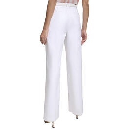 Petite Calvin Klein Straight Leg Cotton Dress Pants w/ Belt