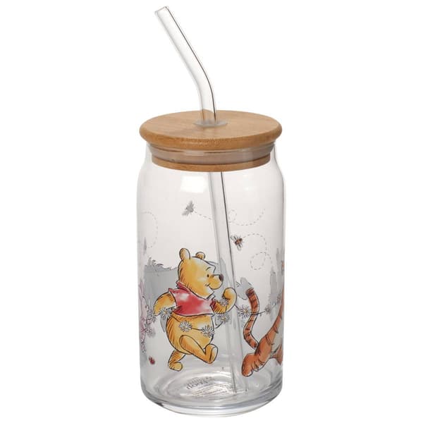 Disney Winnie the Pooh Daisy Chain 3D 16oz. Glass Sipper - image 