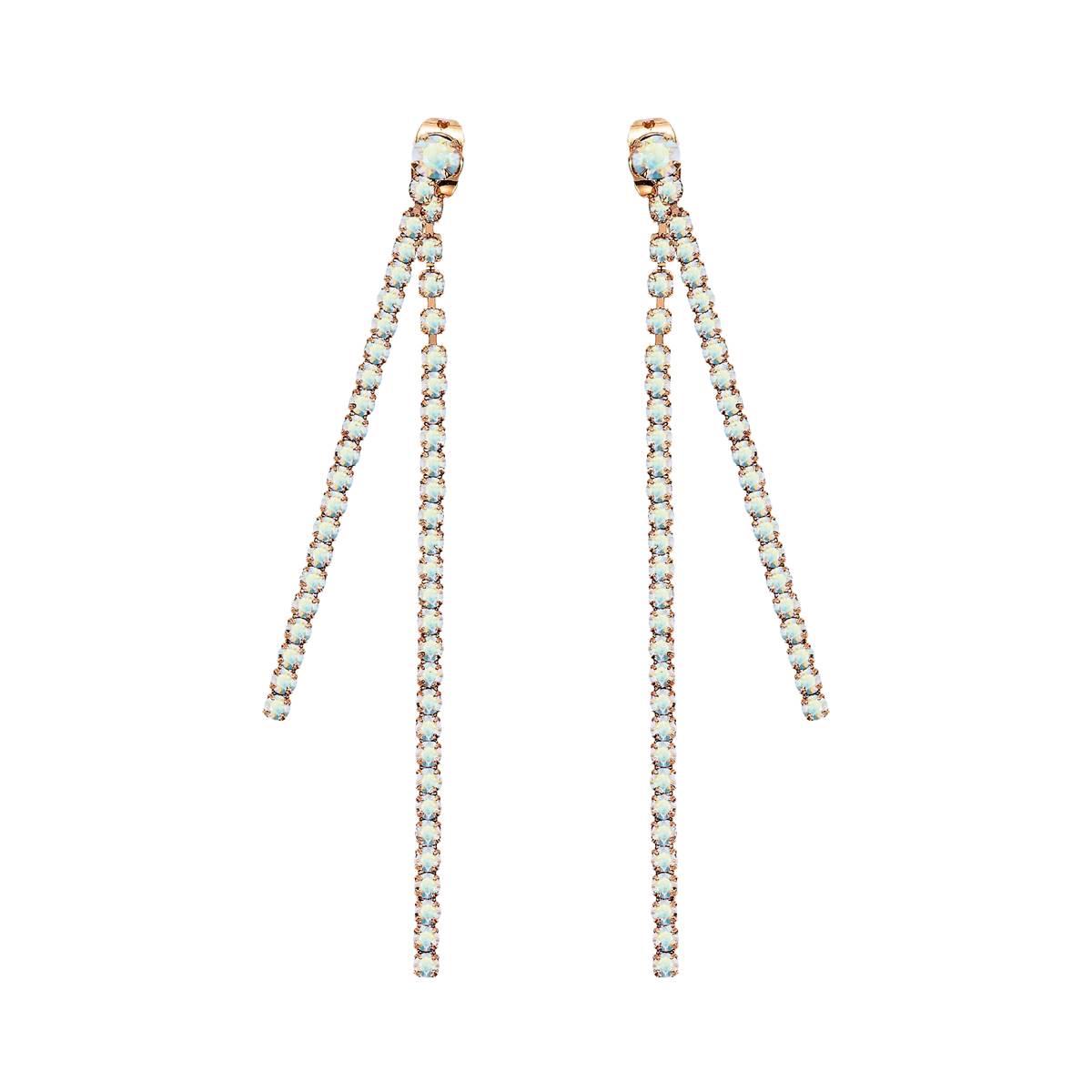 Crystal Colors Rhodium Plated Two Chain Crystal Linear...
