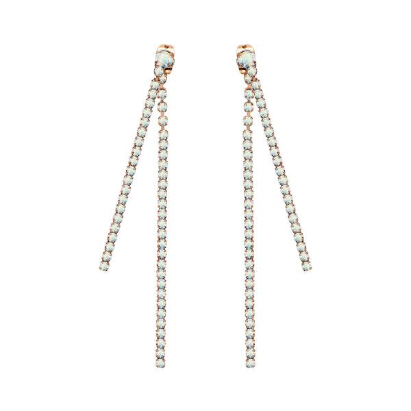 Crystal Colors Rhodium Plated Two Chain Crystal Linear Earrings - image 