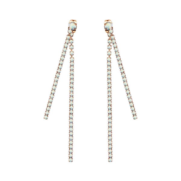Crystal Colors Rhodium Plated Two Chain Crystal Linear Earrings - image 