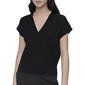 Womens DKNY Cap Sleeve Wide V Neck Rib Knit Sweater - image 1