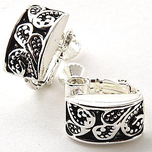 Napier Silver Paisley Clip On Stud Earrings