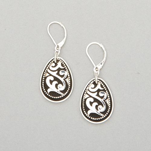 Napier Antique Silver-Tone & Jet Teardrop Earrings