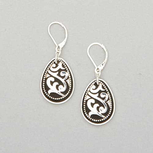 Napier Antique Silver-Tone & Jet Teardrop Earrings - image 