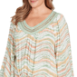 Plus Size Ruby Rd. Tropical Oasis Crochet V-Neck Stripe Blouse - image 5