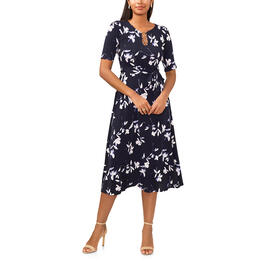 Womens MSK Elbow Sleeve Three Ring Floral Maxi Dress