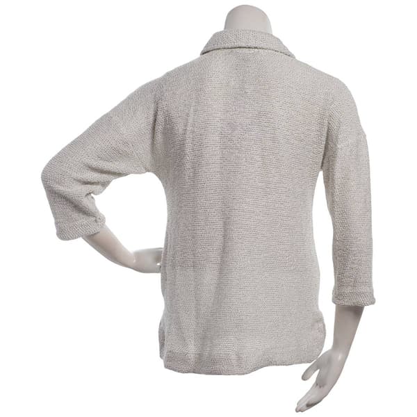 Petite Robert Louis 3/4 Sleeve Chest Pockets Popcorn Sweater