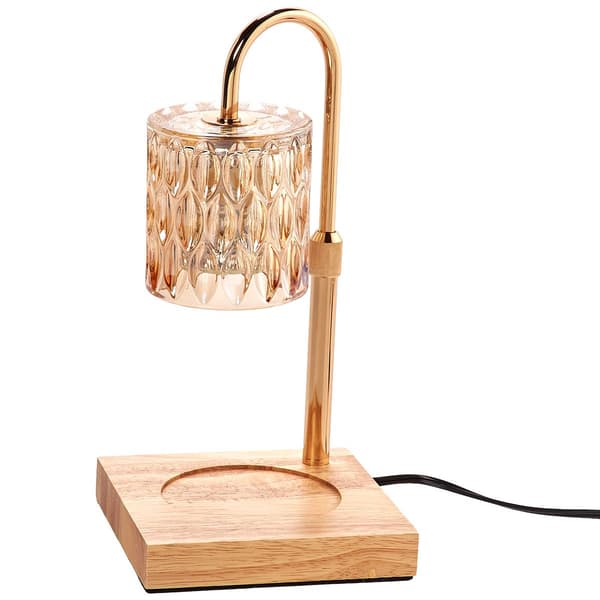 Luze Citrine Glow Wood Base/Glass Shade Candle Warmer - image 