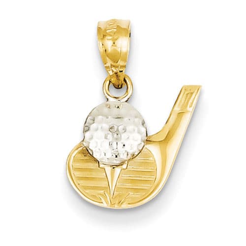 Gold Classics&#40;tm&#41; 14kt. & Rhodium Golf Club & Ball Pendant - image 