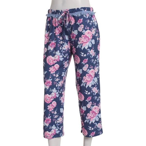 Plus Size Jessica Simpson Flowers Space Rib Capri Pajama Pants - image 