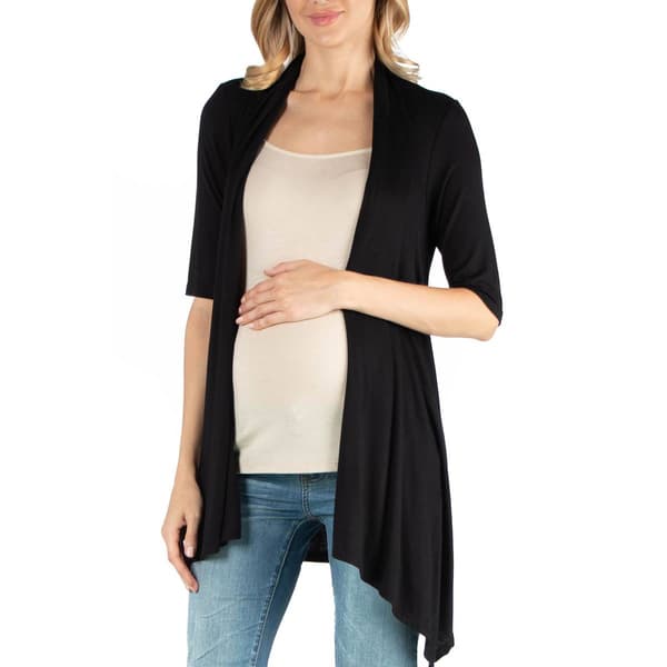 Plus Size 24/7 Comfort Apparel Half Sleeve Maternity Cardigan - image 