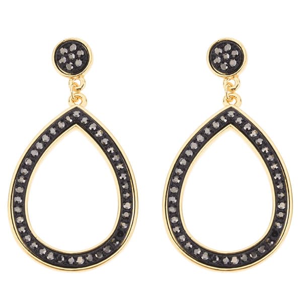 Ashley Cooper(tm) Gold-Tone Black Beaded Teardrop Earrings - image 