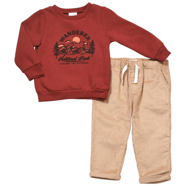 Baby Boy (12-24M) bon bebe(R) Wanderer Top & Cord Pants Set - image 