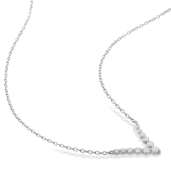 Platinum Plated 1/3ctw Diamond Necklace