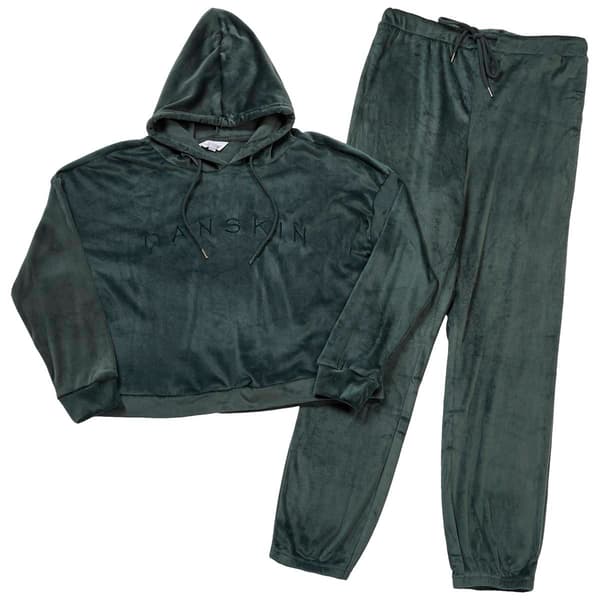 Womens Danskin Long Sleeve Hooded Velour Joggers Pajama Set - image 