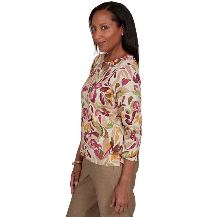Petite Alfred Dunner Union Square Floral Painterly Blouse