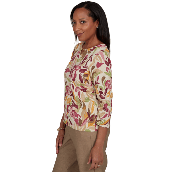 Petite Alfred Dunner Union Square Floral Painterly Blouse