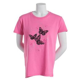 Womens Top Stitch by Morning Sun Lace Butterflies Tee