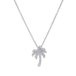 Sterling Silver Plated Palm Tree Pendant Necklace
