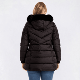 Juniors Plus Snobbish 3/4 Length Fur Trim Jacket