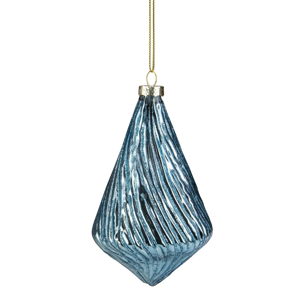 Northlight Seasonal Blue Glitter Swirl Glass Christmas...