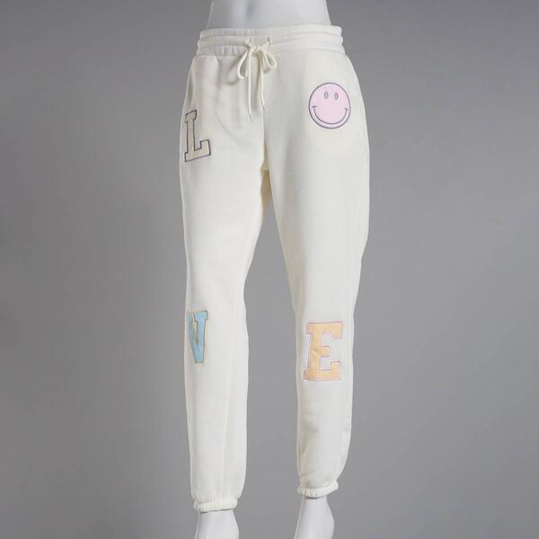 Juniors No Comment Happy Love Patched Fleece Lined Joggers - image 