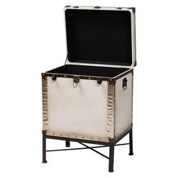 Baxton Studio Laura Vintage White Canvas Lift-Top End Table