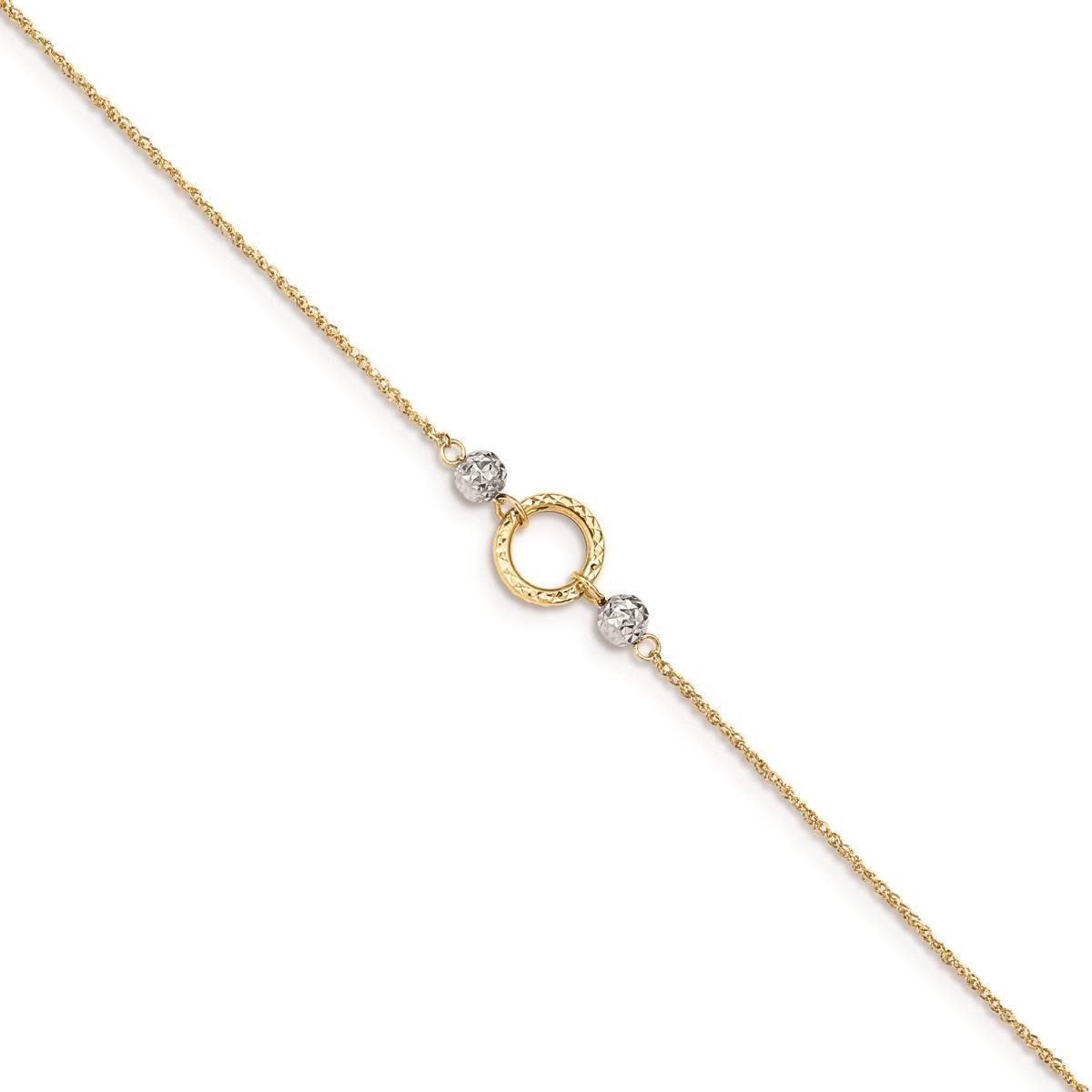 Gold Classics™ 14kt. Gold Two-Tone Circle & Bead 9in. Anklet
