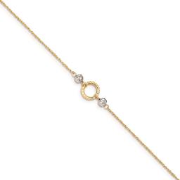 Gold Classics(tm) 14kt. Gold Two-Tone Circle & Bead 9in. Anklet