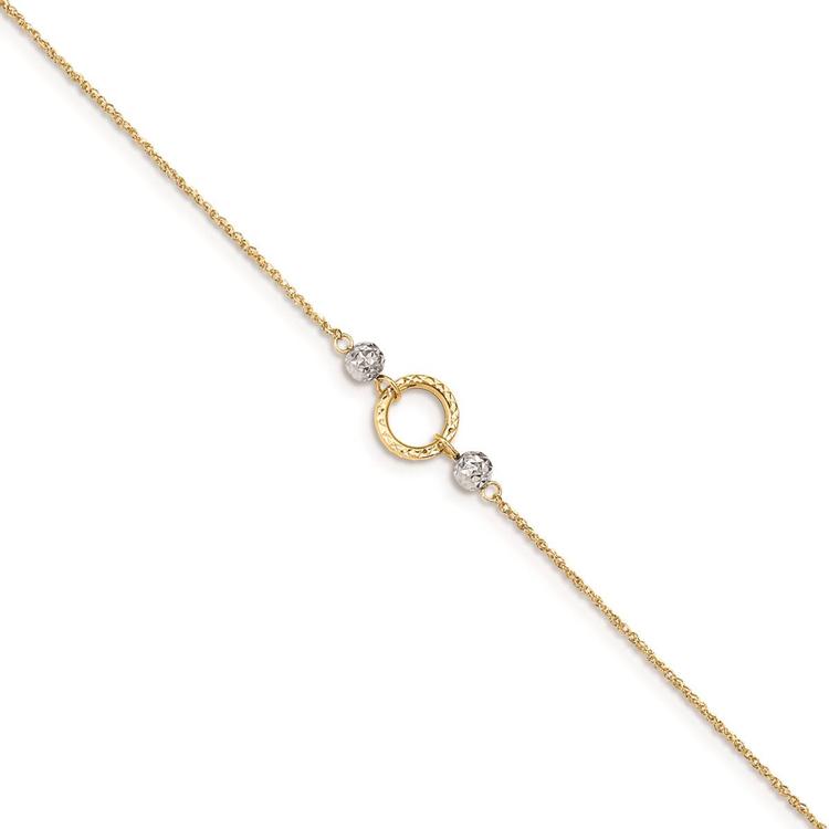 Gold Classics(tm) 14kt. Gold Two-Tone Circle & Bead 9in. Anklet