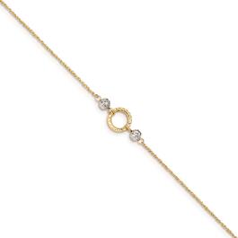 Gold Classics&#40;tm&#41; 14kt. Gold Two-Tone Circle & Bead 9in. Anklet