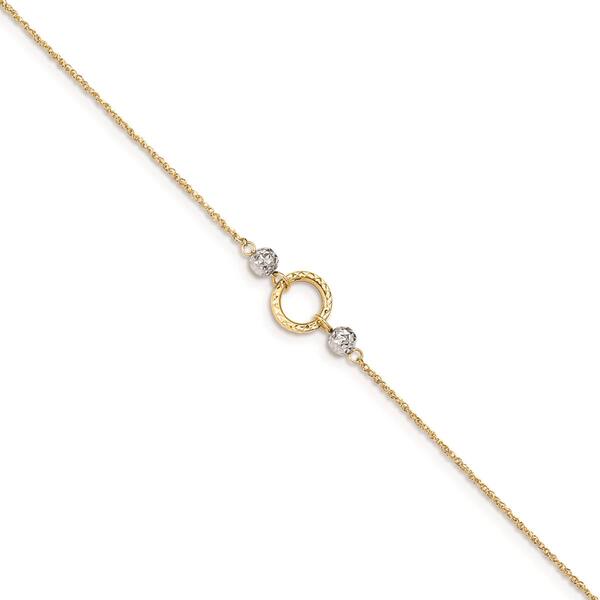Gold Classics&#40;tm&#41; 14kt. Gold Two-Tone Circle & Bead 9in. Anklet - image 
