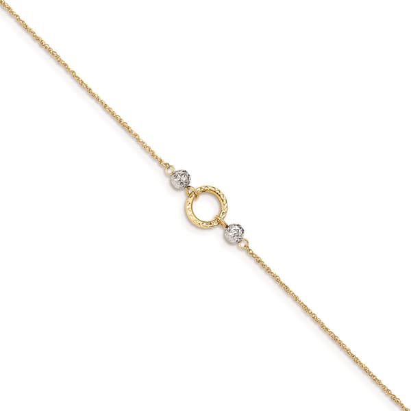 Gold Classics(tm) 14kt. Gold Two-Tone Circle & Bead 9in. Anklet - image 