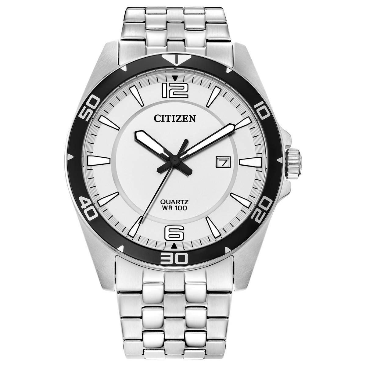 Mens Citizen® Stainless Black Bezel Bracelet Watch -...