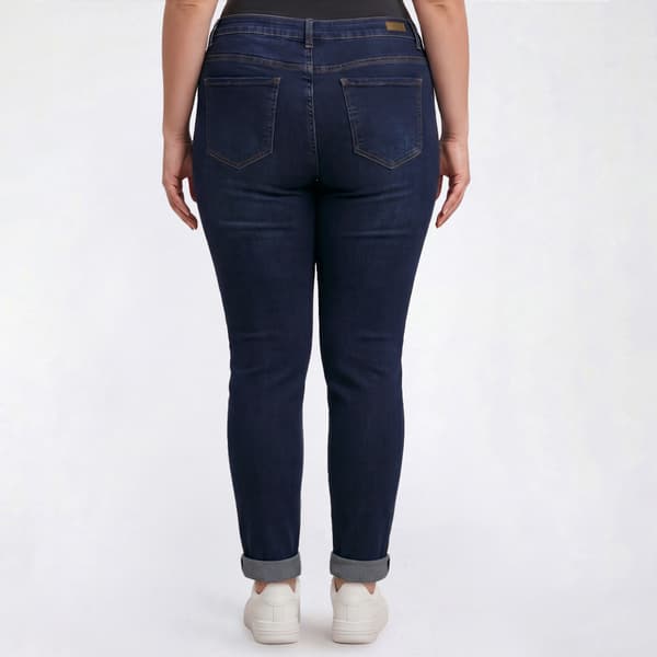 Plus Size Bleu Denim Roll Cuff Skinny Ankle Jeans