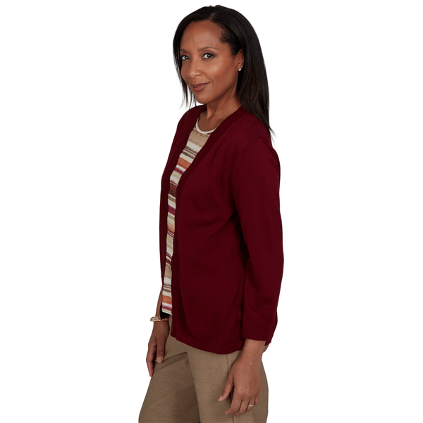 Petite Alfred Dunner Union Square Scallop Two in One Blouse