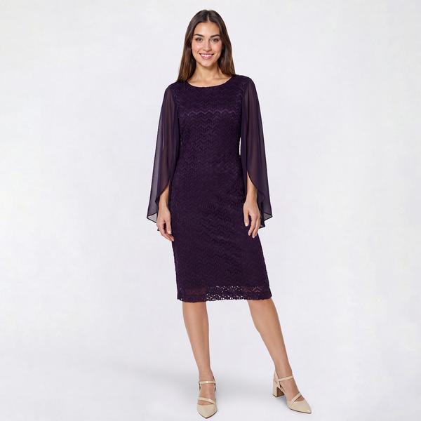 Womens Connected Apparel Long Sleeve Chevron Sheath Dress