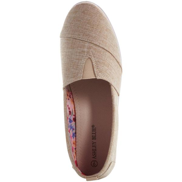 Womens Ashley Blue Solid Canvas Slip On Flats