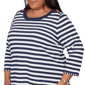 Plus Size Alfred Dunner Port Side 3/4 Sleeve Pique Stripe Sweater - image 4