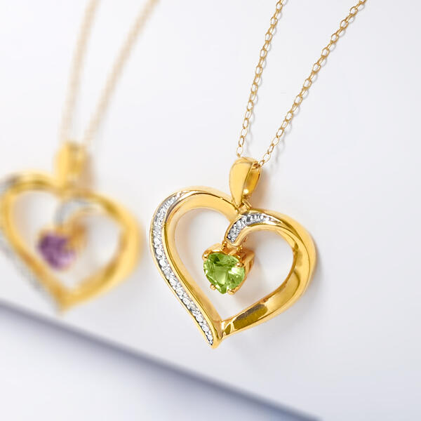 Gemstone Classics&#40;tm&#41; 1/7ct. Diamond & Emerald Gold Plated Necklace - image 