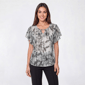 Womens Sara Michelle Flutter Sleeve Keyhole Neck Floral Blouse - image 1