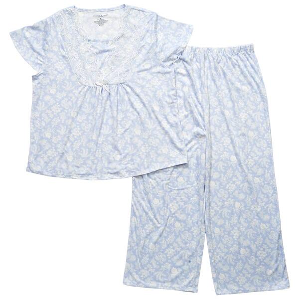Womens Elizabeth & Nicole Short Sleeve Capri Pajama Set - Blue - image 