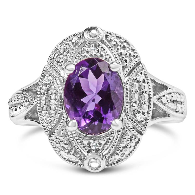 Haus of Brilliance Sterling Silver Purple Amethyst Ring