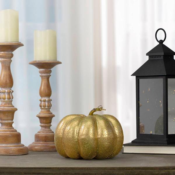 Northlight Seasonal 7in. Gold Crackled Fall Pumpkin Decoration