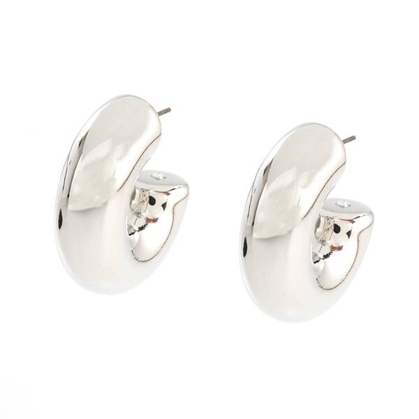 Ashley Thick Silver C-Hoop Post Earrings - image 