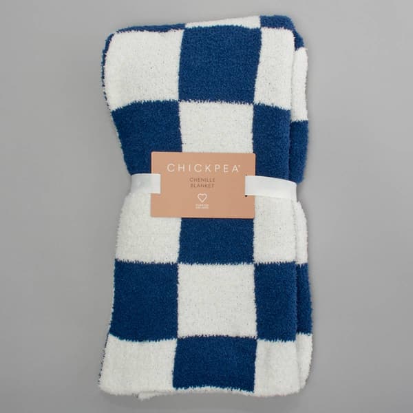 Chick Pea&#40;R&#41; Checkered Chenille Blanket- Blue - image 